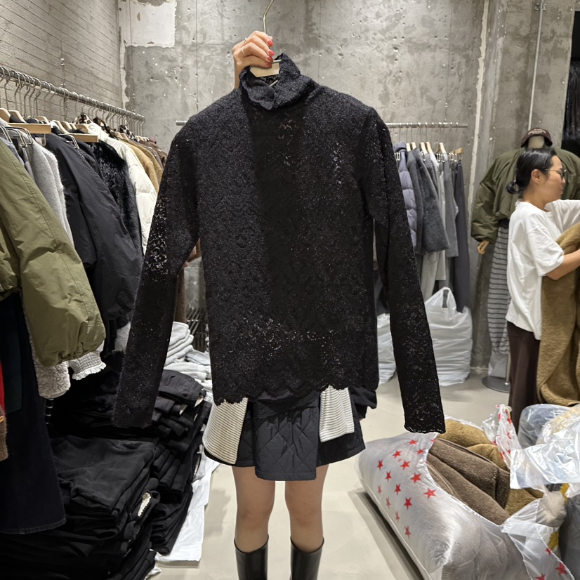 JUNI韓國直郵㊣女士新款熱賣25秋冬推薦時尚休閑襯衫蕾絲衫my juni襯衫/蕾絲衫圖色2