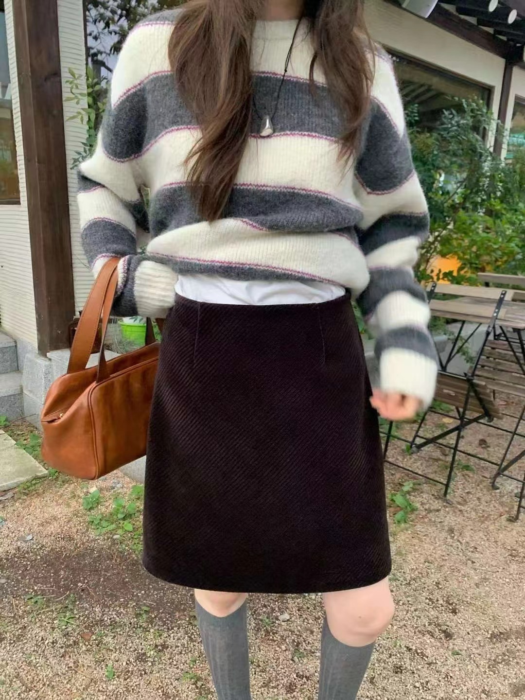 WEARRAW韓國代購㊣女裝新款25秋冬休閑裙褲中長款燈芯絨絲絨WEARRAW裙褲圖色2