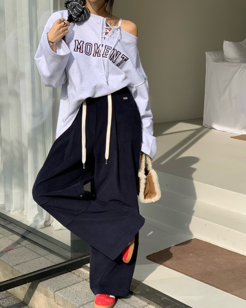 REVE CITE-L東大門㊣實拍女裝新款熱賣人氣職業休閑褲燈芯絨REVE CITE休閑褲