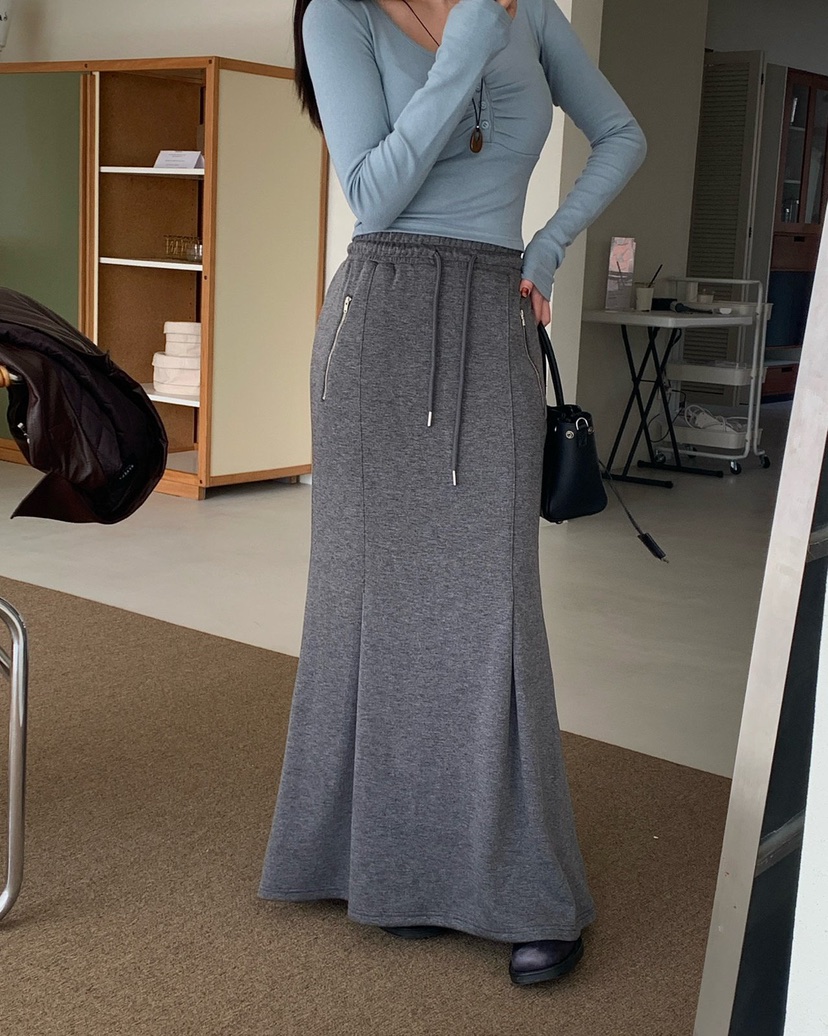 REVE CITE-L東大門㊣直郵女士新品職業25秋冬人氣長裙拉鏈REVE CITE長裙