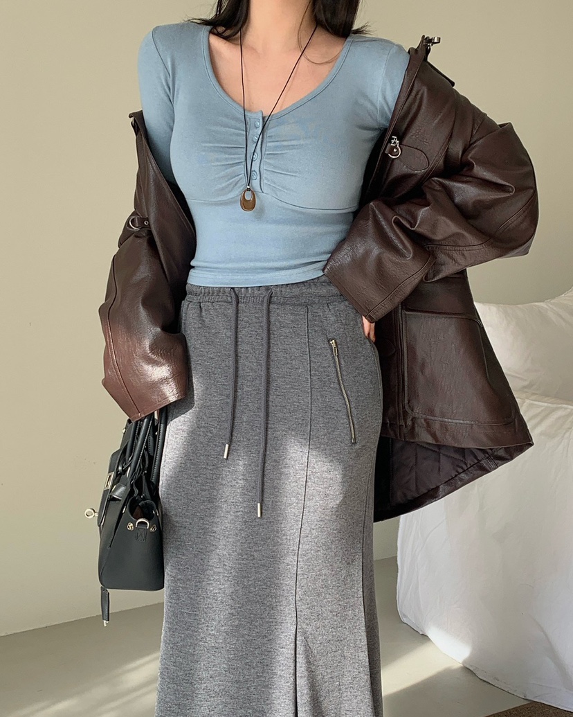 REVE CITE-L東大門㊣直郵女士新品職業25秋冬人氣長裙拉鏈REVE CITE長裙