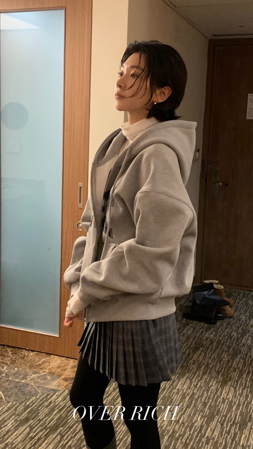 OVER RICH東大門㊣直郵女裝新款25秋冬推薦熱賣夾克拉鏈連帽OVER RICH夾克