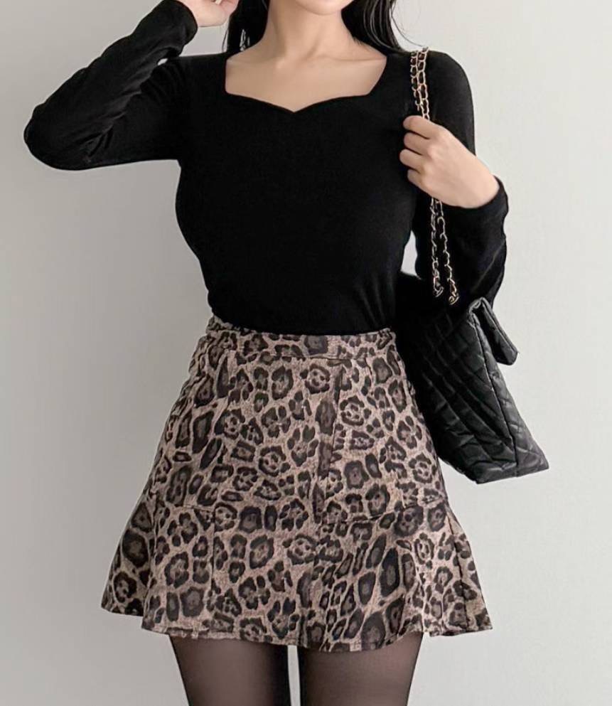 LAURENT東大門㊣代購女士新品休閑時尚職業推薦熱賣短裙豹紋LAURENT短裙圖色2