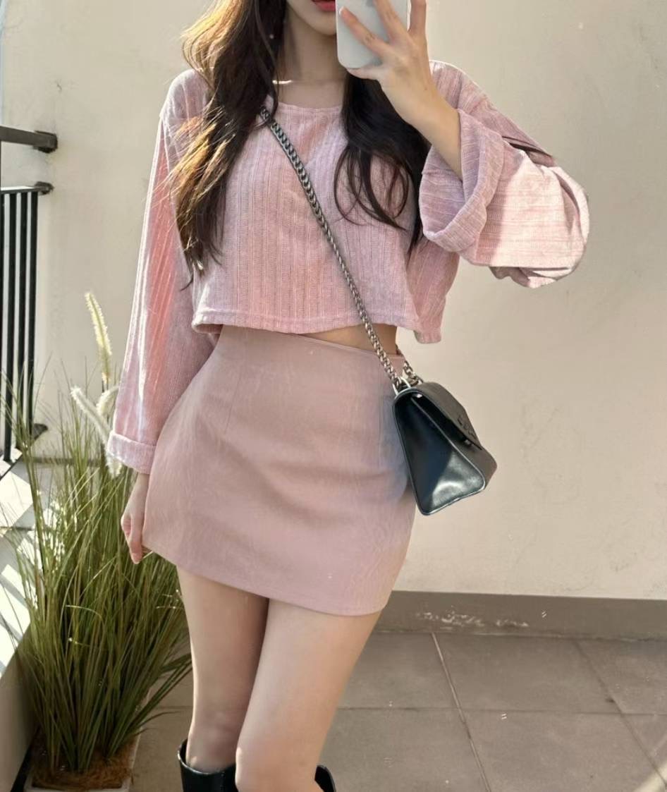 LAURENT韓國直郵㊣女士新款職業時尚人氣推薦休閑長袖T恤短款LAURENT長袖T恤圖色2