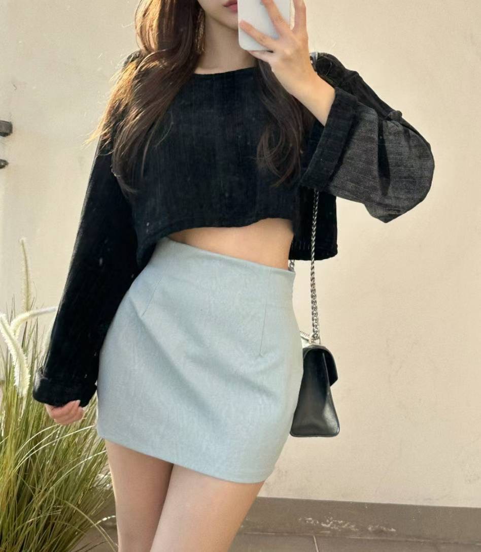 LAURENT韓國直郵㊣女士新款職業時尚人氣推薦休閑長袖T恤短款LAURENT長袖T恤圖色3