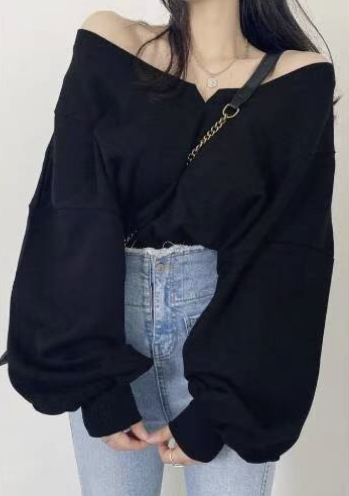 LAURENT東大門㊣代購女裝新款人氣時尚25秋冬職業長袖T恤V領LAURENT長袖T恤圖色3