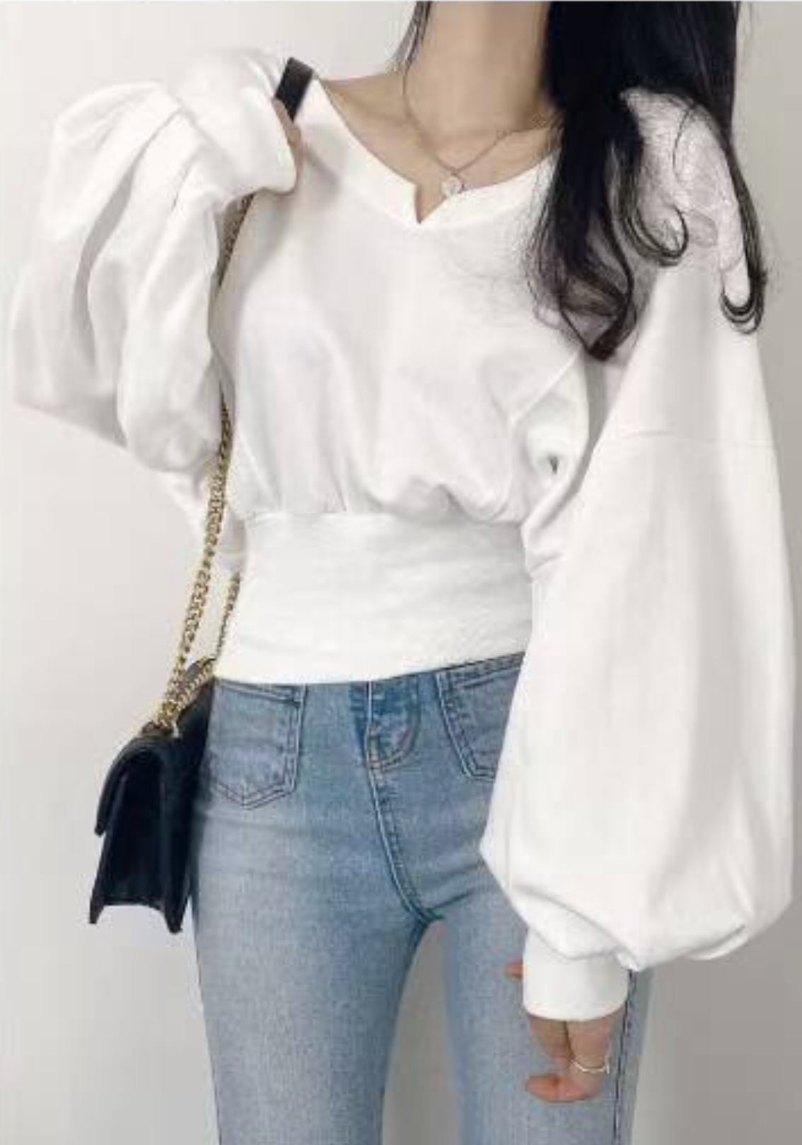 LAURENT東大門㊣代購女裝新款人氣時尚25秋冬職業長袖T恤V領LAURENT長袖T恤圖色4