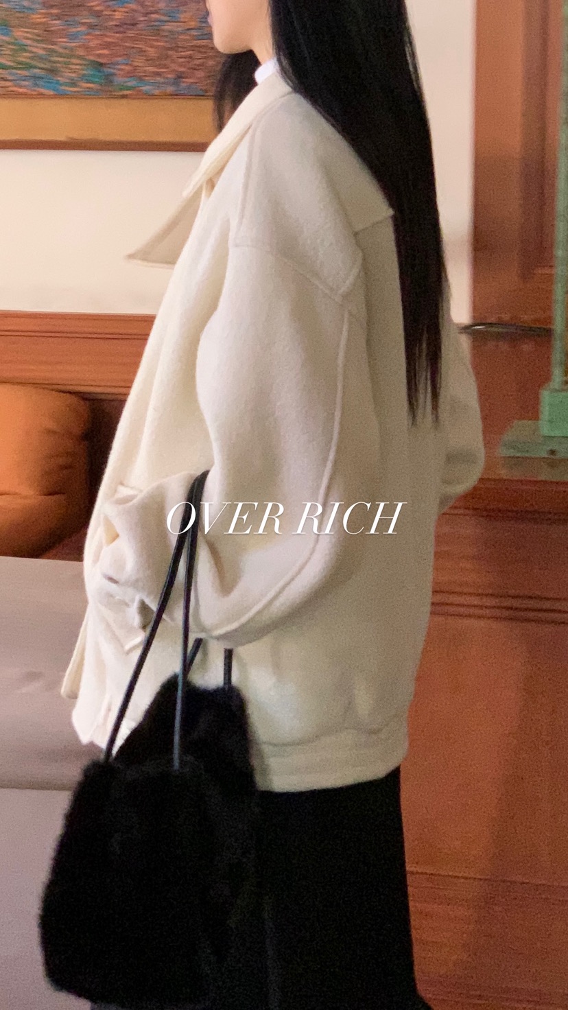 OVER RICH東大門㊣實拍女裝新品25秋冬人氣熱賣休閑短款大衣OVER RICH短款大衣