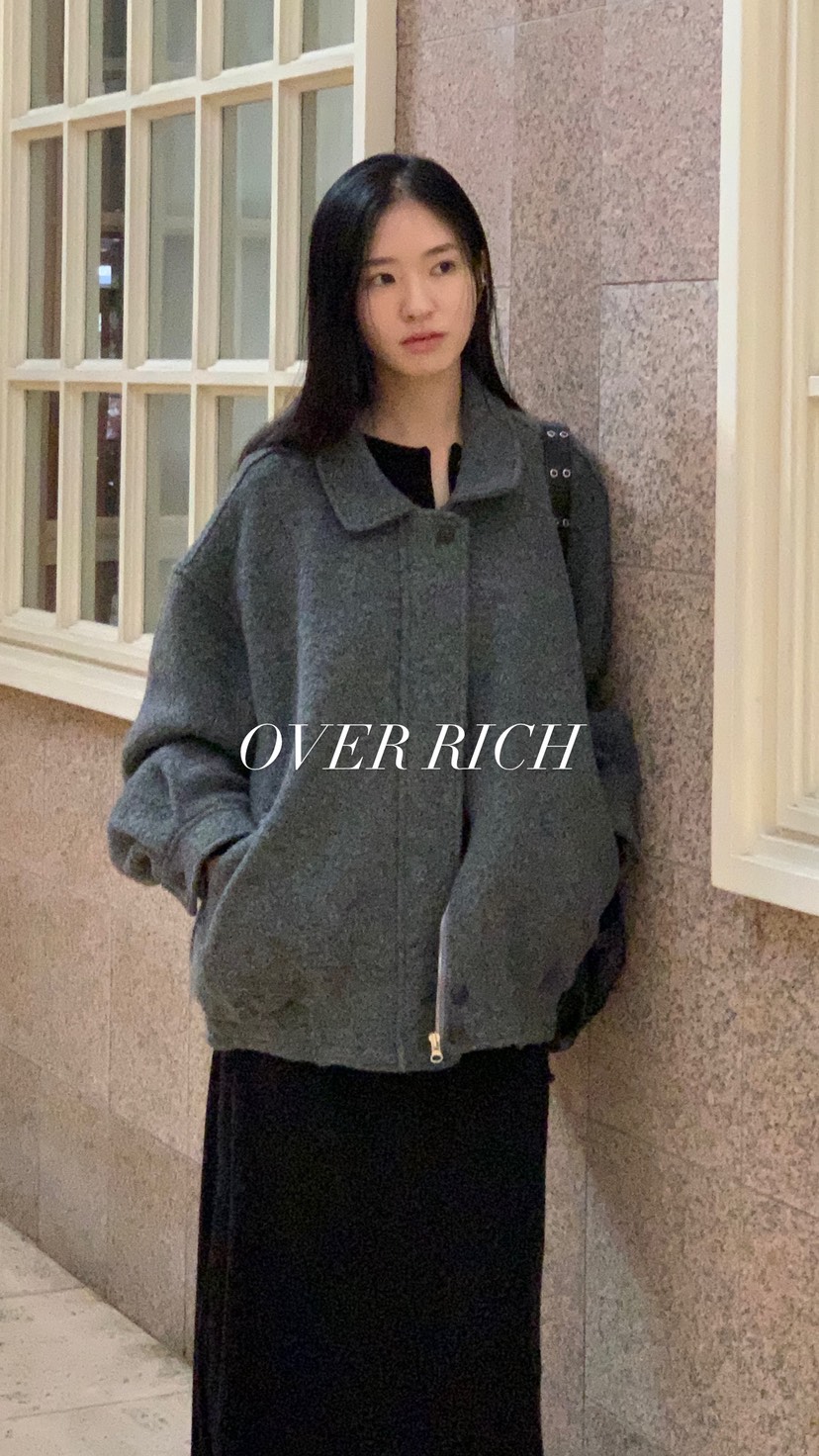 OVER RICH東大門㊣實拍女裝新品25秋冬人氣熱賣休閑短款大衣OVER RICH短款大衣