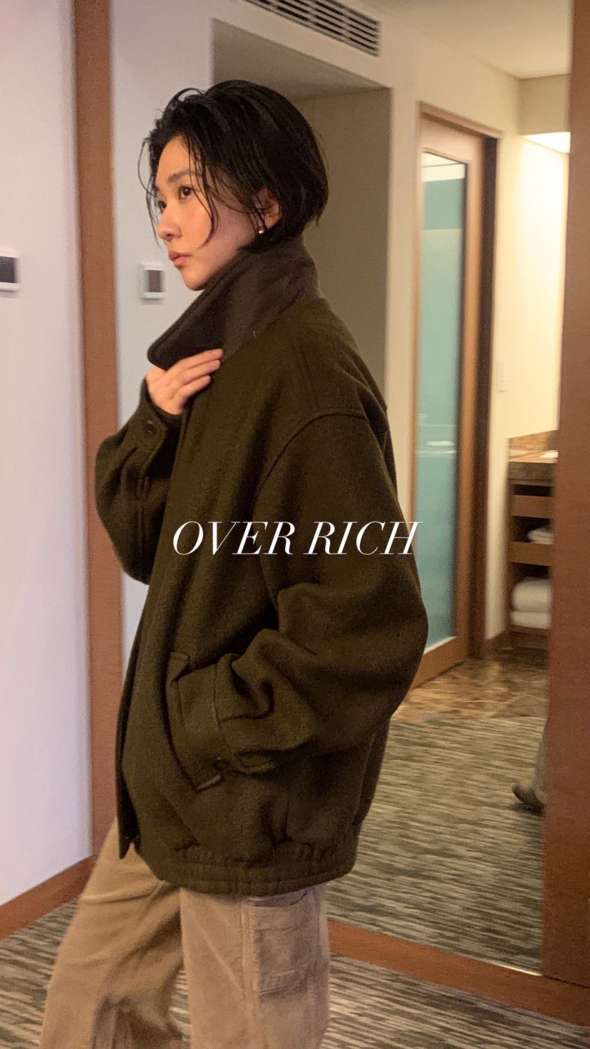 OVER RICH東大門㊣實拍女裝新品25秋冬人氣熱賣休閑短款大衣OVER RICH短款大衣