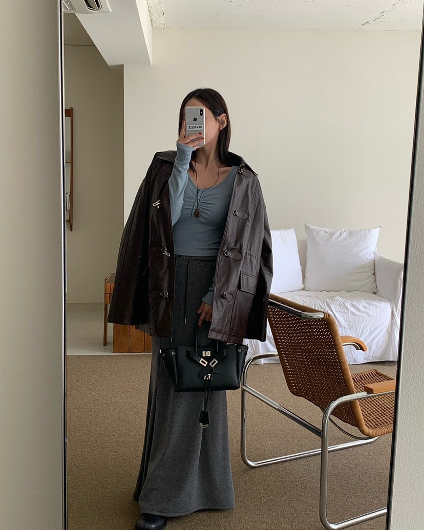 REVE CITE-L東大門㊣代購女士新品25秋冬長袖T恤褶皺紐扣REVE CITE長袖T恤