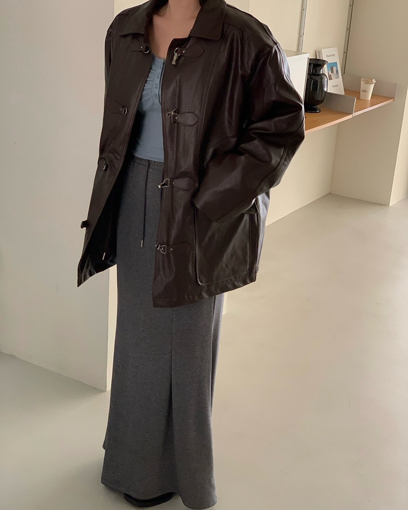 REVE CITE-L東大門㊣實拍女裝新款時尚休閑25秋冬人氣皮衣REVE CITE皮衣