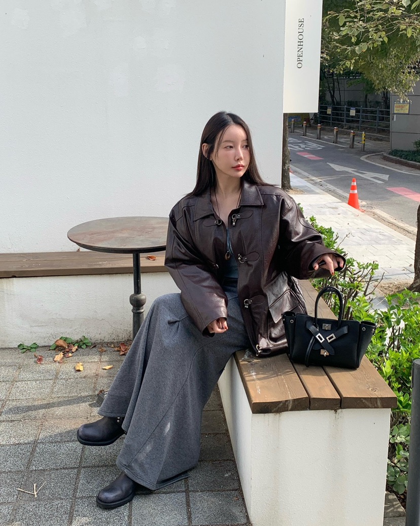 REVE CITE-L東大門㊣實拍女裝新款時尚休閑25秋冬人氣皮衣REVE CITE皮衣