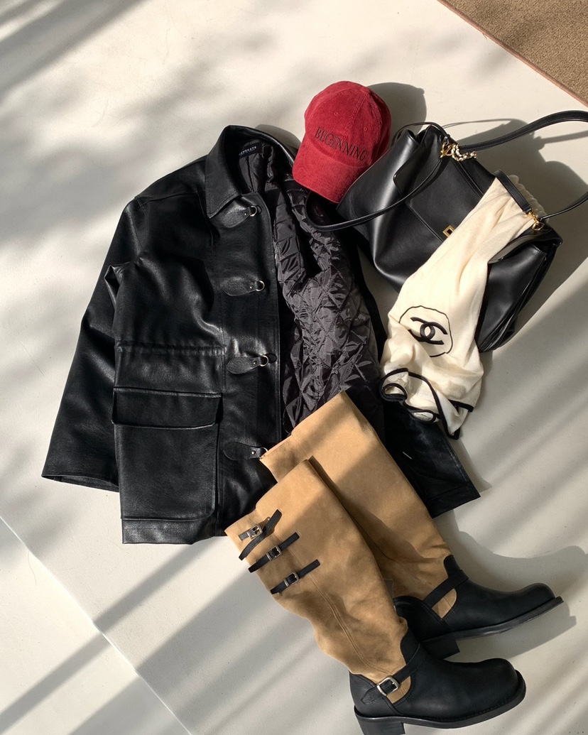 REVE CITE-L東大門㊣實拍女裝新款時尚休閑25秋冬人氣皮衣REVE CITE皮衣