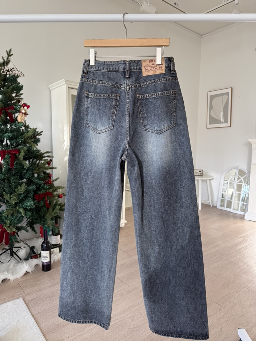 SOLAR東大門㊣代購女士新品休閑推薦時尚人氣職業25秋冬牛仔褲SOLAR牛仔褲