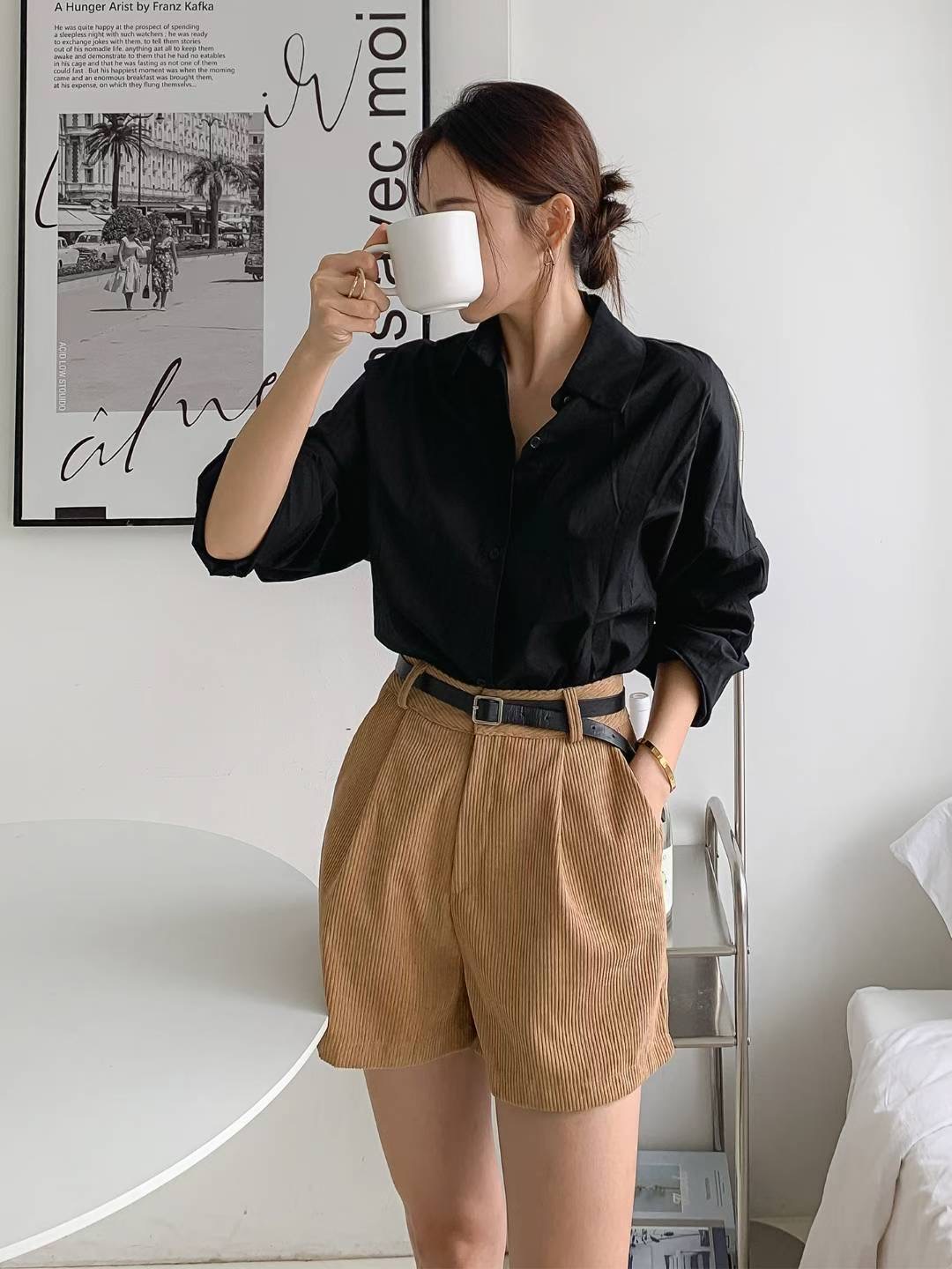 LAURENT東大門㊣代購女士新品時尚休閑25秋冬推薦短褲不含腰帶LAURENT短褲圖色2