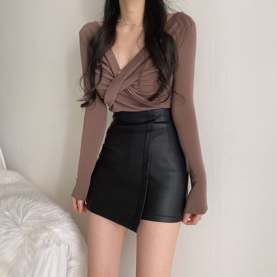 LAURENT東大門㊣直郵女士新品25秋冬時尚熱賣職業休閑短裙皮革LAURENT短裙