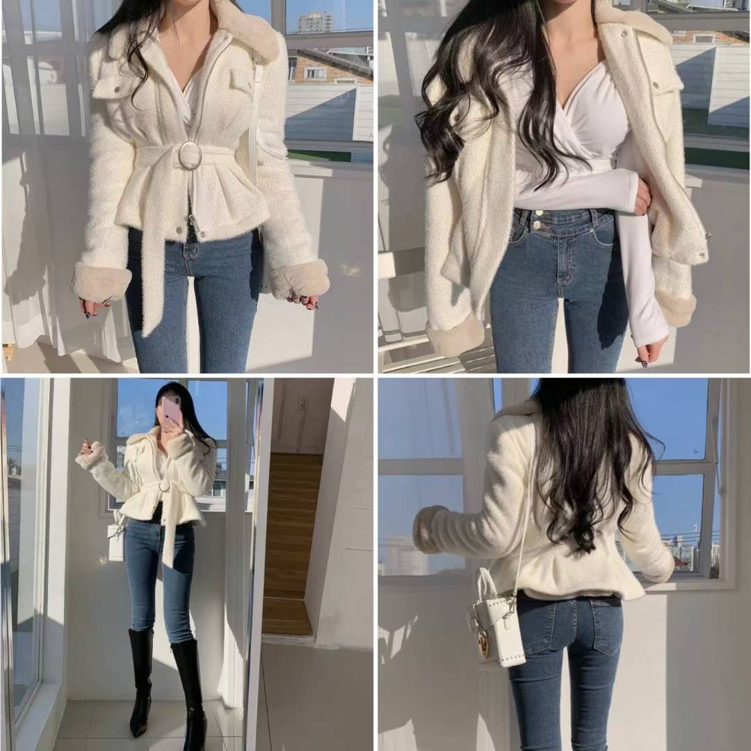 LAURENT韓國直郵㊣女士新款熱賣休閑人氣職業夾克羊毛貂絨填充LAURENT夾克