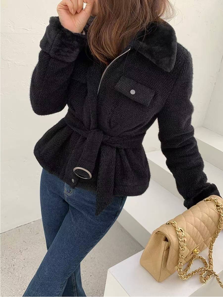 LAURENT韓國直郵㊣女士新款熱賣休閑人氣職業夾克羊毛貂絨填充LAURENT夾克圖色3