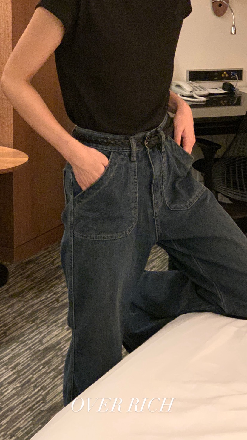 OVER RICH東大門㊣直郵女裝新品25秋冬職業推薦牛仔褲口袋OVER RICH牛仔褲