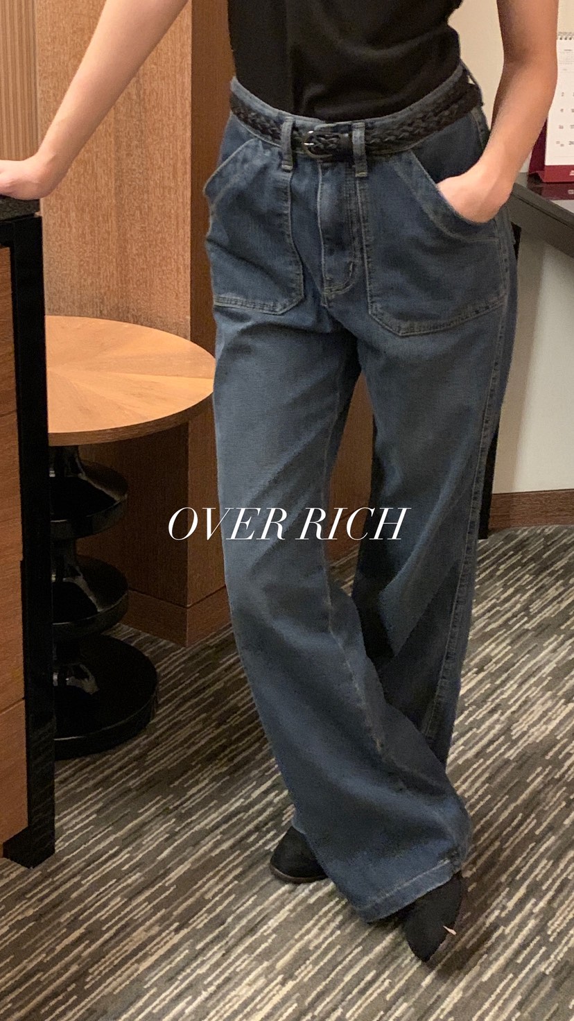 OVER RICH東大門㊣直郵女裝新品25秋冬職業推薦牛仔褲口袋OVER RICH牛仔褲