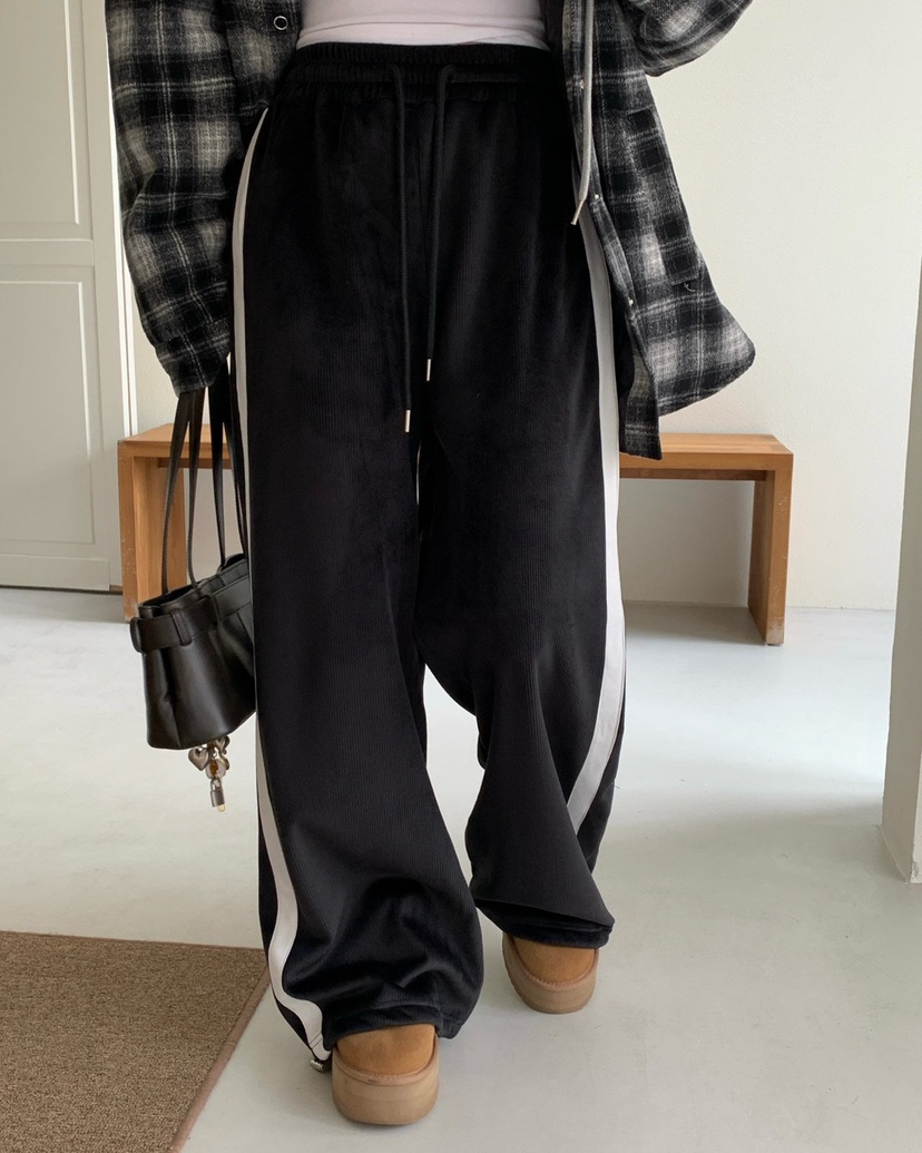 REVE CITE-L韓國代購㊣女裝新款休閑人氣職業推薦休閑褲絲絨REVE CITE休閑褲圖色1