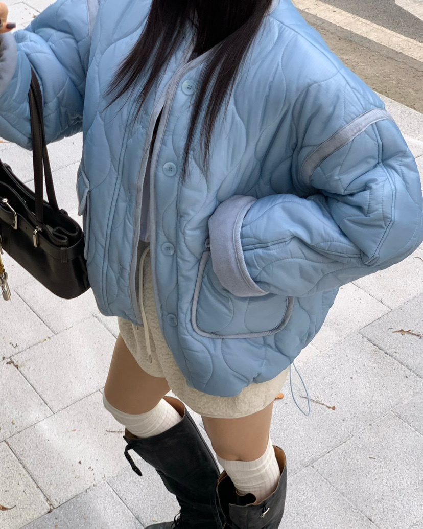 REVE CITE-L東大門㊣代購女裝新品熱賣人氣職業短款棉服絎縫REVE CITE短款棉服