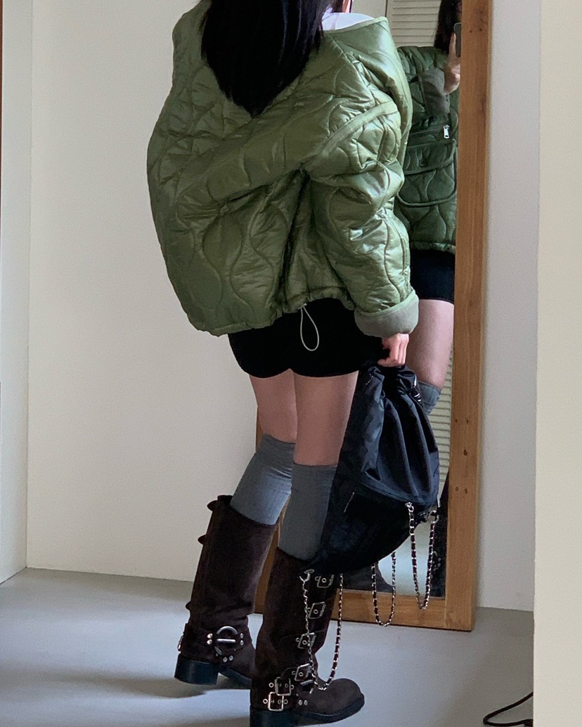 REVE CITE-L東大門㊣代購女裝新品熱賣人氣職業短款棉服絎縫REVE CITE短款棉服