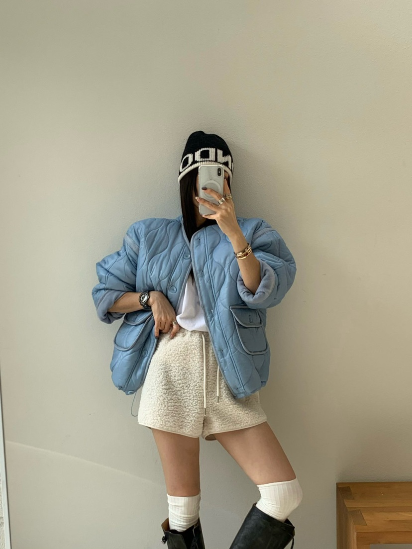 REVE CITE-L東大門㊣代購女裝新品熱賣人氣職業短款棉服絎縫REVE CITE短款棉服圖色1