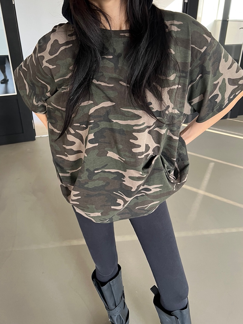 SOLAR韓國代購㊣女士新品時尚職業休閑人氣熱賣推薦T恤迷彩SOLART恤