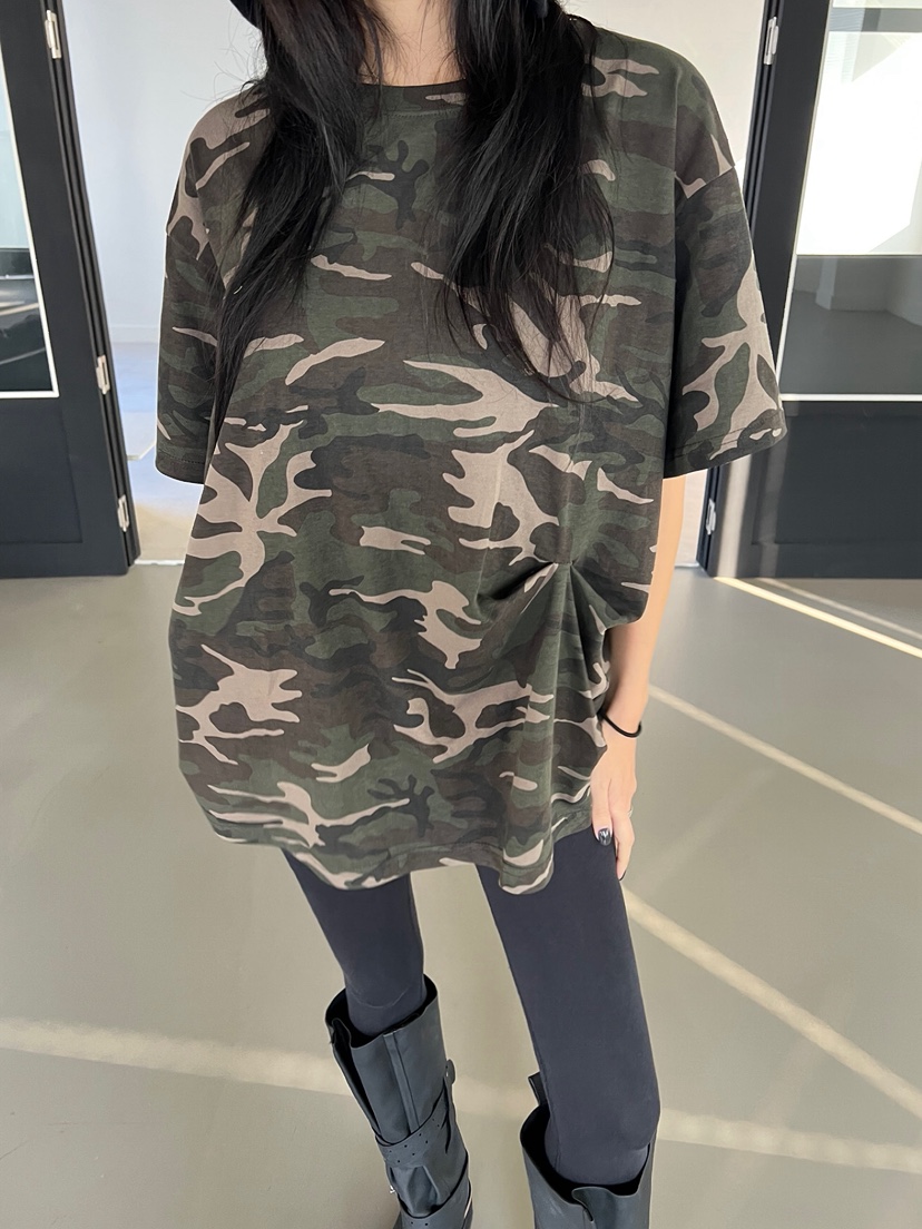 SOLAR韓國代購㊣女士新品時尚職業休閑人氣熱賣推薦T恤迷彩SOLART恤
