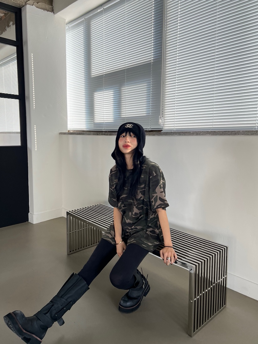 SOLAR韓國代購㊣女士新品時尚職業休閑人氣熱賣推薦T恤迷彩SOLART恤