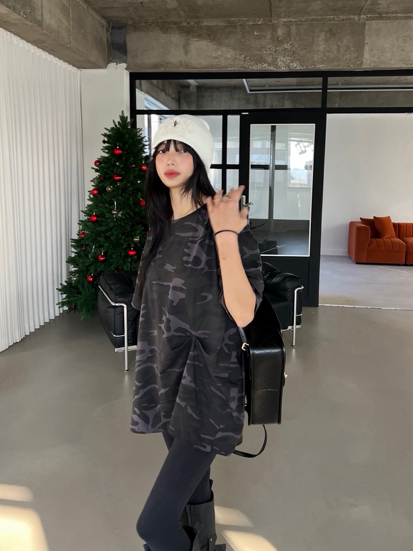 SOLAR韓國代購㊣女士新品時尚職業休閑人氣熱賣推薦T恤迷彩SOLART恤