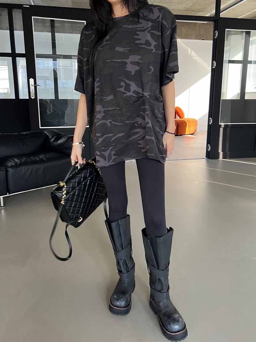 SOLAR韓國代購㊣女士新品時尚職業休閑人氣熱賣推薦T恤迷彩SOLART恤