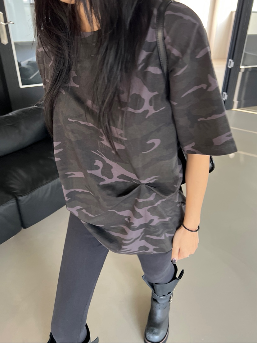 SOLAR韓國代購㊣女士新品時尚職業休閑人氣熱賣推薦T恤迷彩SOLART恤