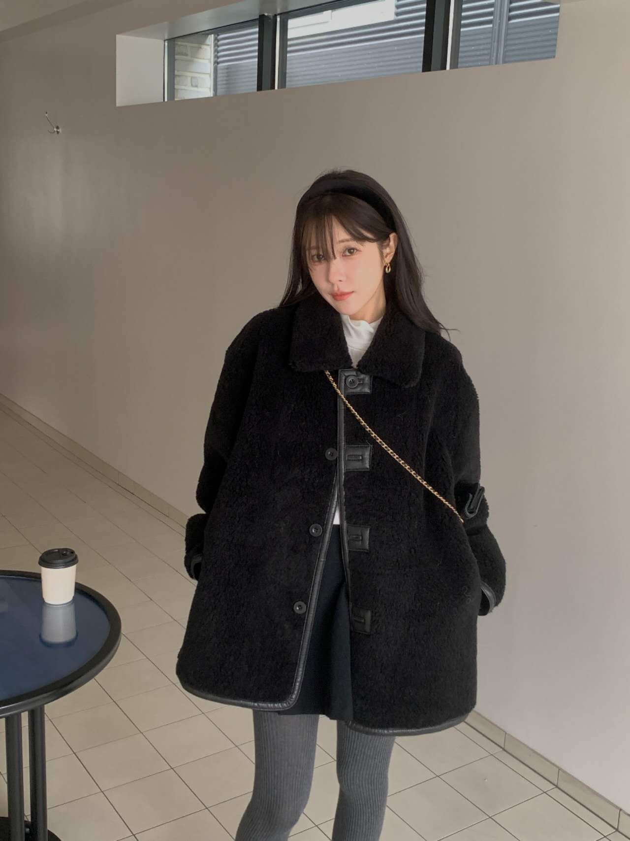 MIELLE-미엘르-OT韓國直郵㊣女裝新款人氣休閑短款大衣雙面MIELLE-미엘르-OT短款大衣