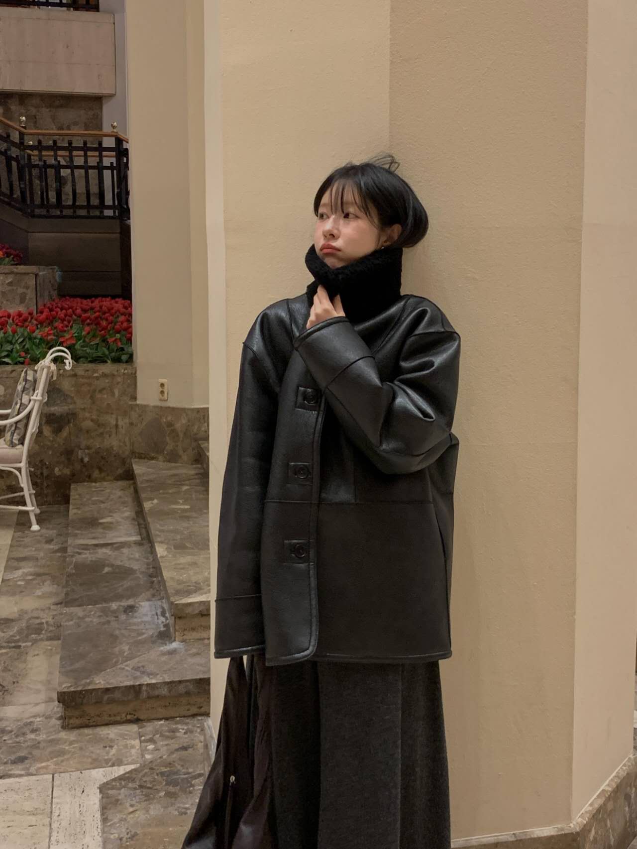 MIELLE-미엘르-OT韓國直郵㊣女裝新款人氣休閑短款大衣雙面MIELLE-미엘르-OT短款大衣