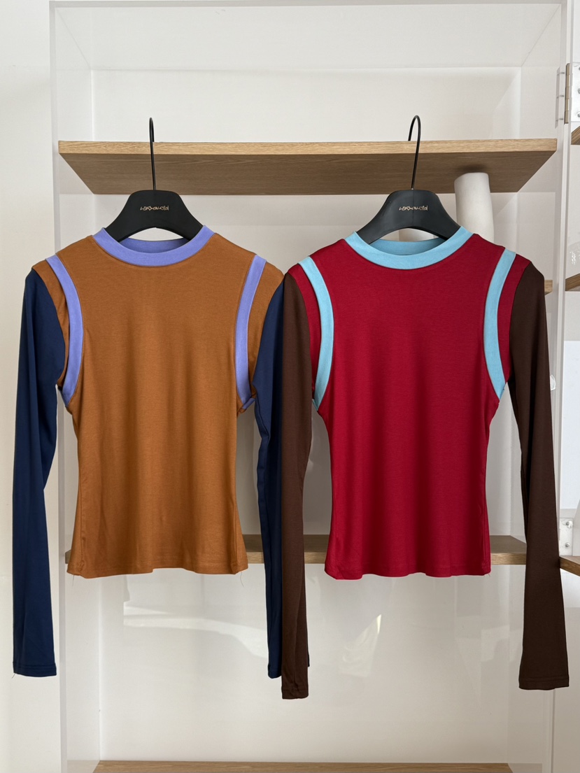 LARCENCICL東大門㊣實拍女士新款休閑25秋冬職業長袖T恤假兩件LARCENCICL長袖T恤