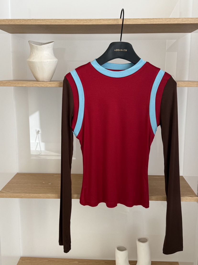 LARCENCICL東大門㊣實拍女士新款休閑25秋冬職業長袖T恤假兩件LARCENCICL長袖T恤圖色1