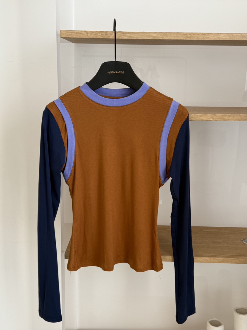 LARCENCICL東大門㊣實拍女士新款休閑25秋冬職業長袖T恤假兩件LARCENCICL長袖T恤圖色2