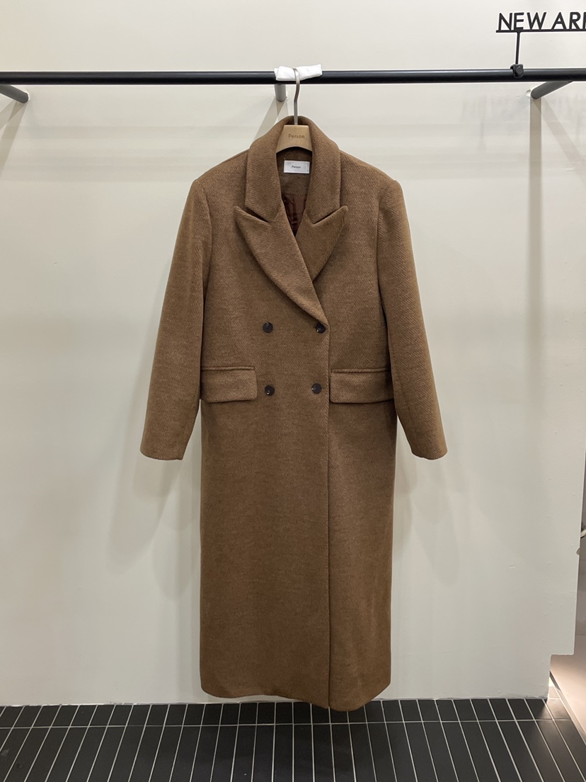PERSON東大門㊣代購女士新品休閑職業推薦人氣時尚中長款大衣PERSON中長款大衣圖色1