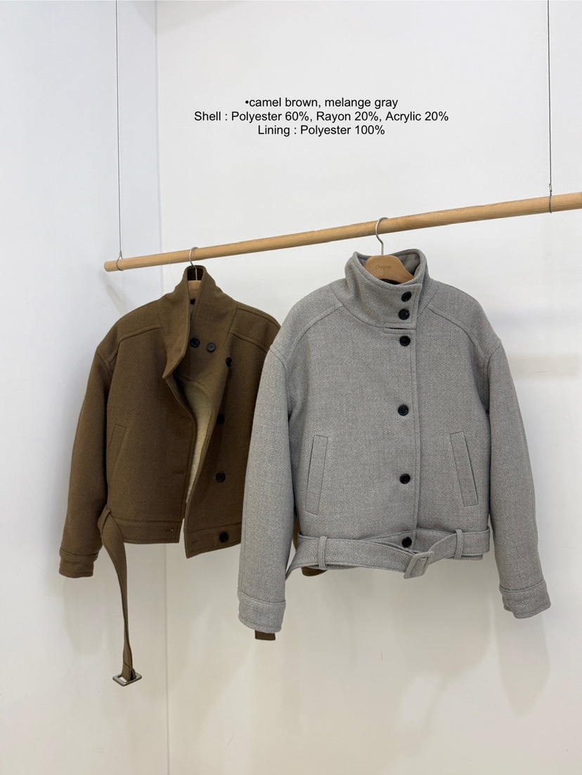 BY CHAPTER東大門㊣直郵女士新款熱賣休閑25秋冬短款大衣腰帶BY Chapter短款大衣