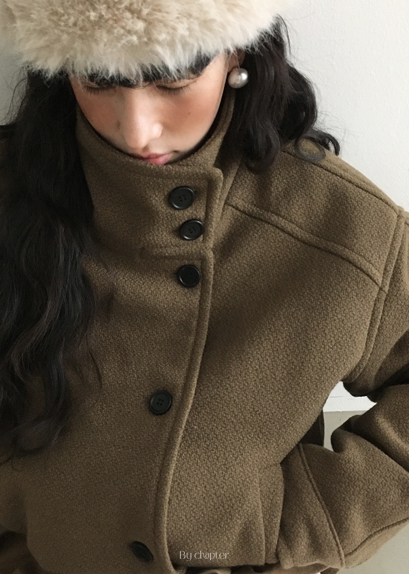 BY CHAPTER東大門㊣直郵女士新款熱賣休閑25秋冬短款大衣腰帶BY Chapter短款大衣