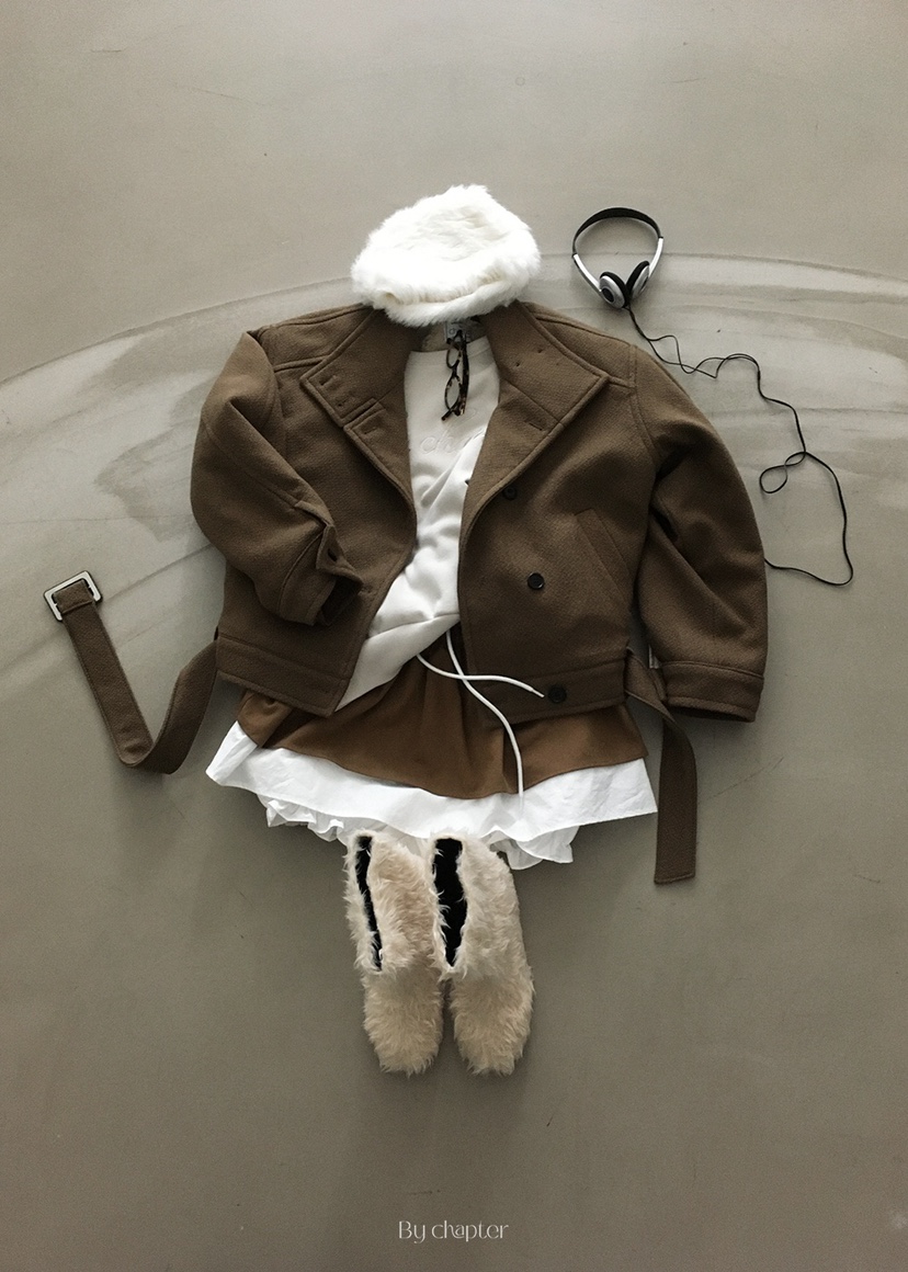 BY CHAPTER東大門㊣直郵女士新款熱賣休閑25秋冬短款大衣腰帶BY Chapter短款大衣