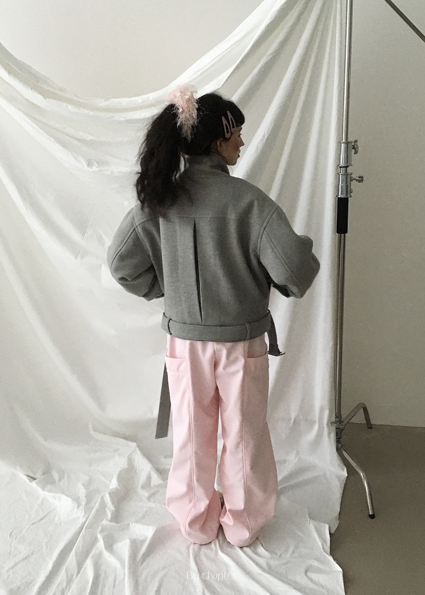 BY CHAPTER東大門㊣直郵女士新款熱賣休閑25秋冬短款大衣腰帶BY Chapter短款大衣