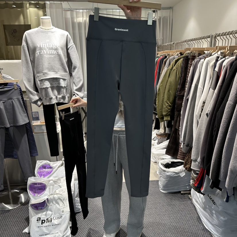 THE LOT東大門㊣代購女士新款休閑打底褲鯊魚褲加絨羊毛開衩THE LOT/	LOT打底褲/鯊魚褲