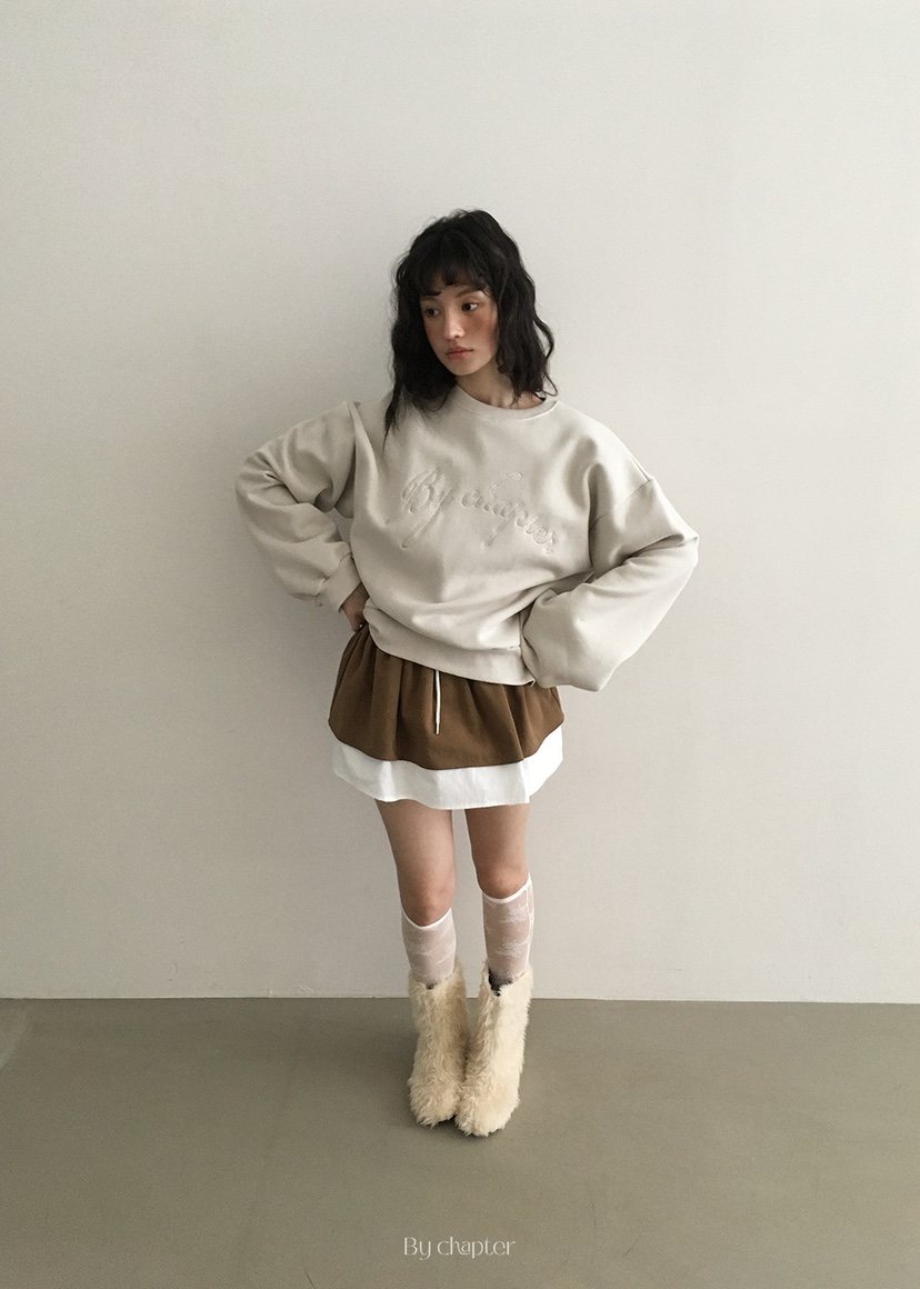 BY CHAPTER韓國直郵㊣女裝新品25秋冬職業推薦衛衣加絨刺繡BY Chapter衛衣圖色1