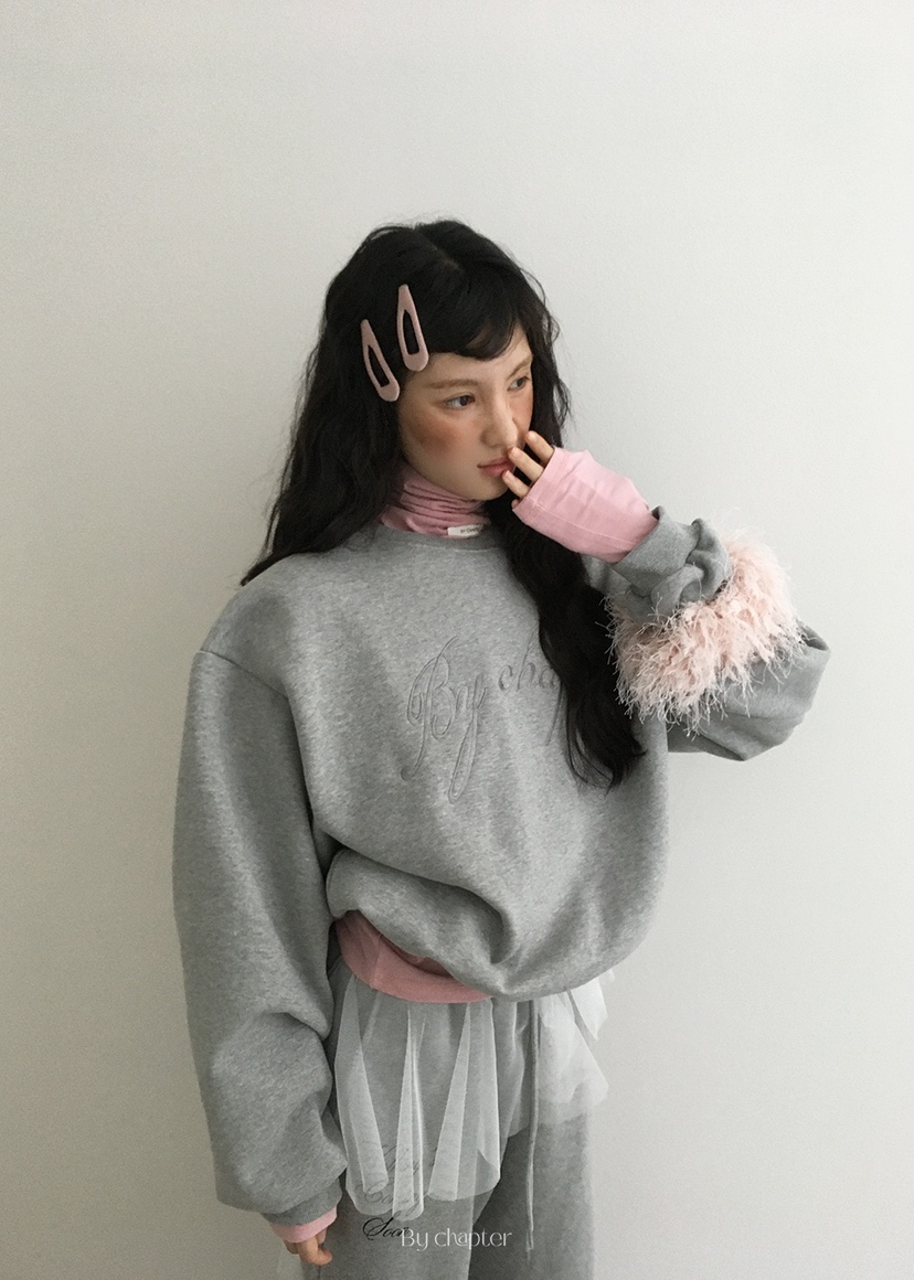 BY CHAPTER韓國直郵㊣女裝新品25秋冬職業推薦衛衣加絨刺繡BY Chapter衛衣圖色2