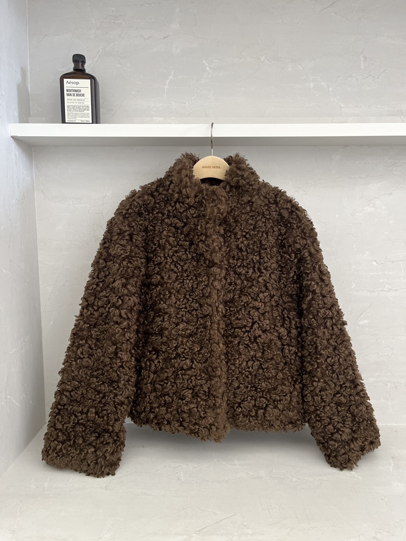 AMUSE SEOUL東大門㊣直郵女裝新品職業休閑人氣25秋冬短款大衣AMUSE SEOUL短款大衣圖色2