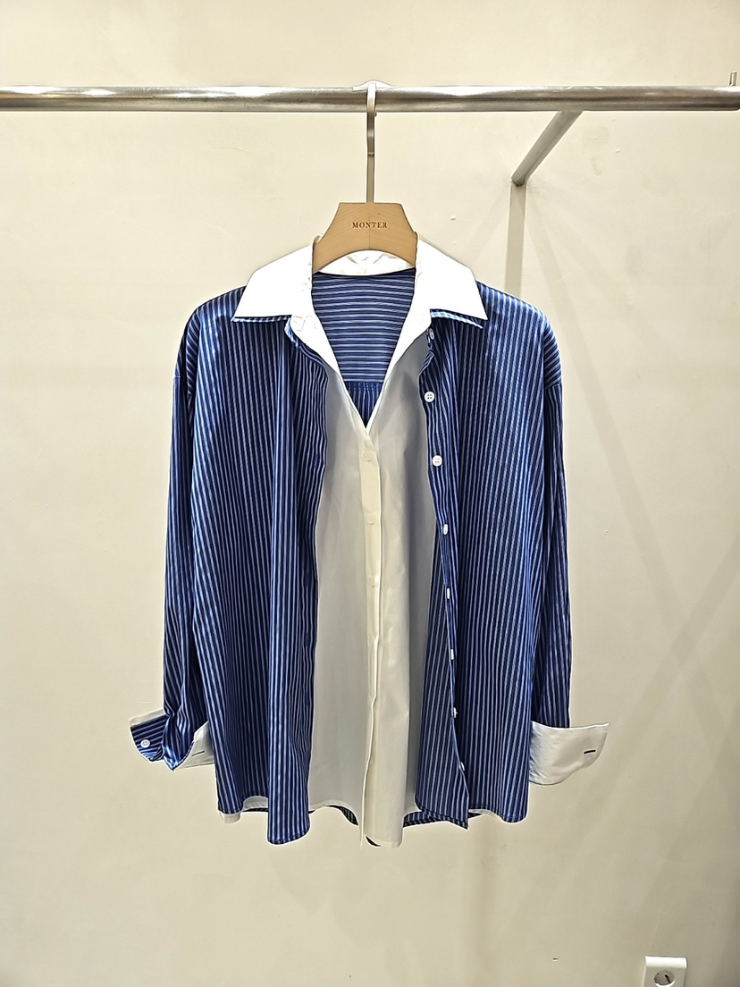 MONTER韓國直郵㊣女裝新品職業推薦25秋冬襯衫蕾絲衫假兩件MONTER襯衫/蕾絲衫圖色1